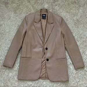 **SOLD ZARA faux leather taupe blazer